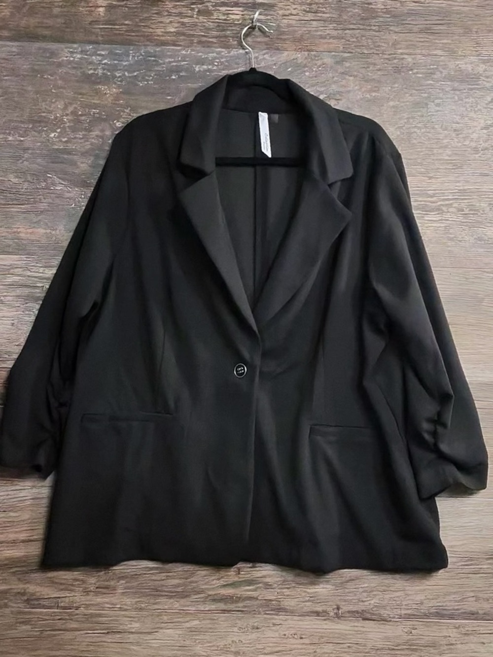 NY Collection Black Relaxed Single-Button Blazer